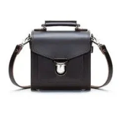 Zatchels Handmade Leather Sugarcube Dark Brown Small Handbag- Bags