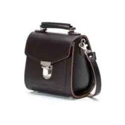 Zatchels Handmade Leather Sugarcube Dark Brown Small Handbag- Bags