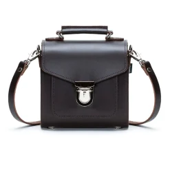Zatchels Handmade Leather Sugarcube Dark Brown Small Handbag- Bags