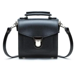 Zatchels Handmade Leather Sugarcube Plus Handbag - Black- Bags