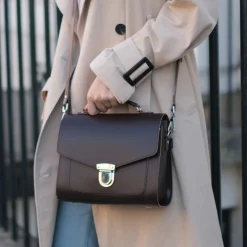 Zatchels Handmade Leather Sugarcube Plus Handbag - Black- Bags