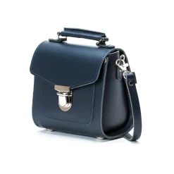 Zatchels Handmade Leather Sugarcube Navy Small Handbag- Bags