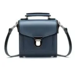 Zatchels Handmade Leather Sugarcube Plus Handbag - Navy- Bags