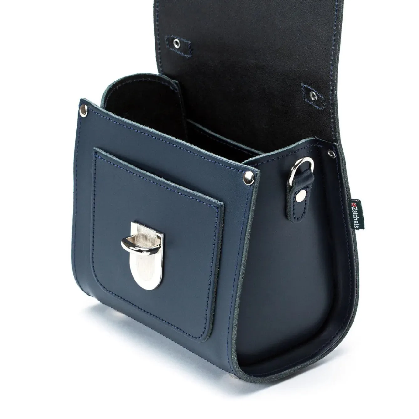 Zatchels Handmade Leather Sugarcube Plus Handbag - Navy- Bags