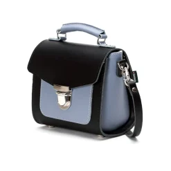 Zatchels Handmade Leather Sugarcube Blue Noir Small Handbag- Bags
