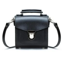 Zatchels Handmade Leather Sugarcube Black Small Handbag- Bags