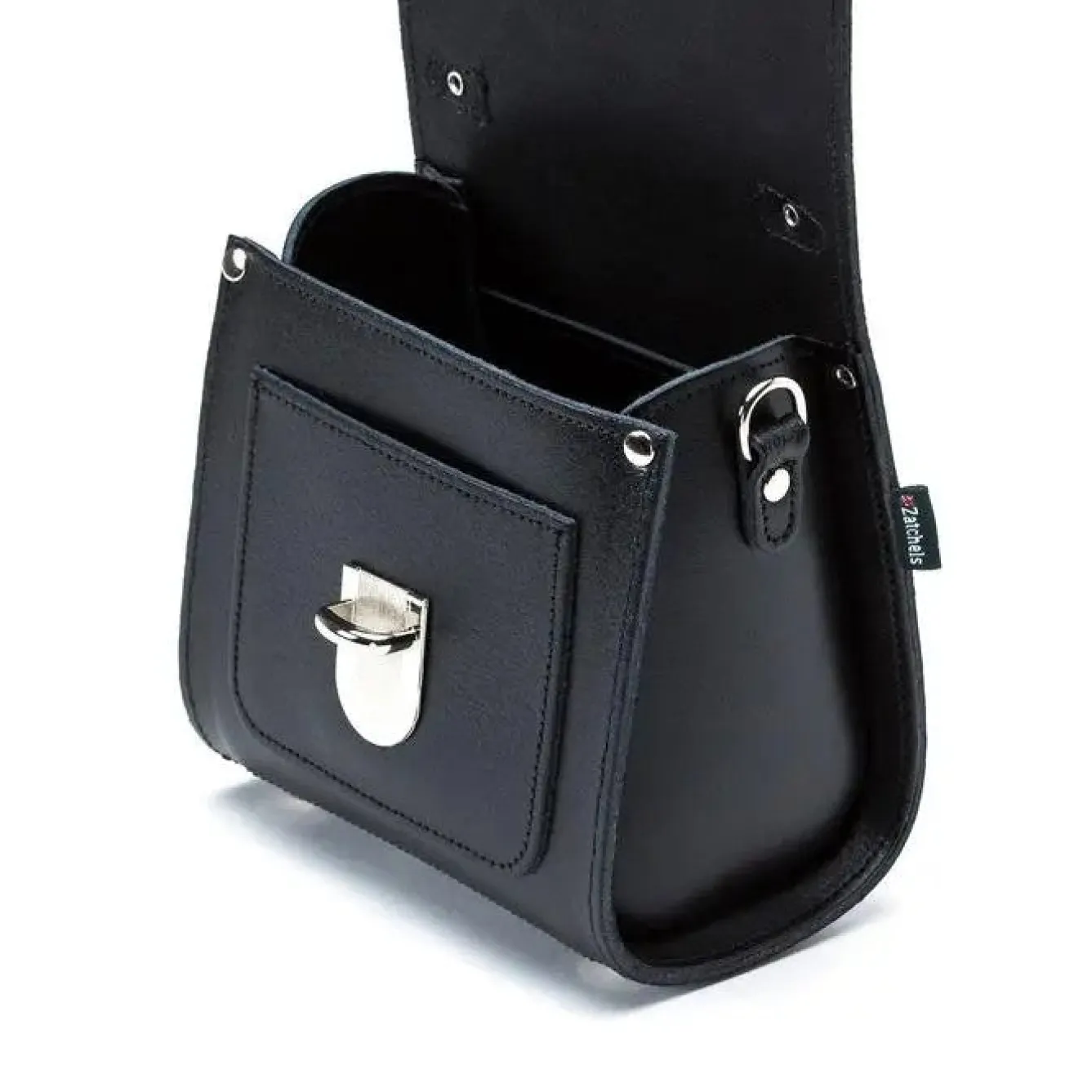 Zatchels Handmade Leather Sugarcube Black Small Handbag- Bags