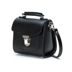 Zatchels Handmade Leather Sugarcube Black Small Handbag- Bags