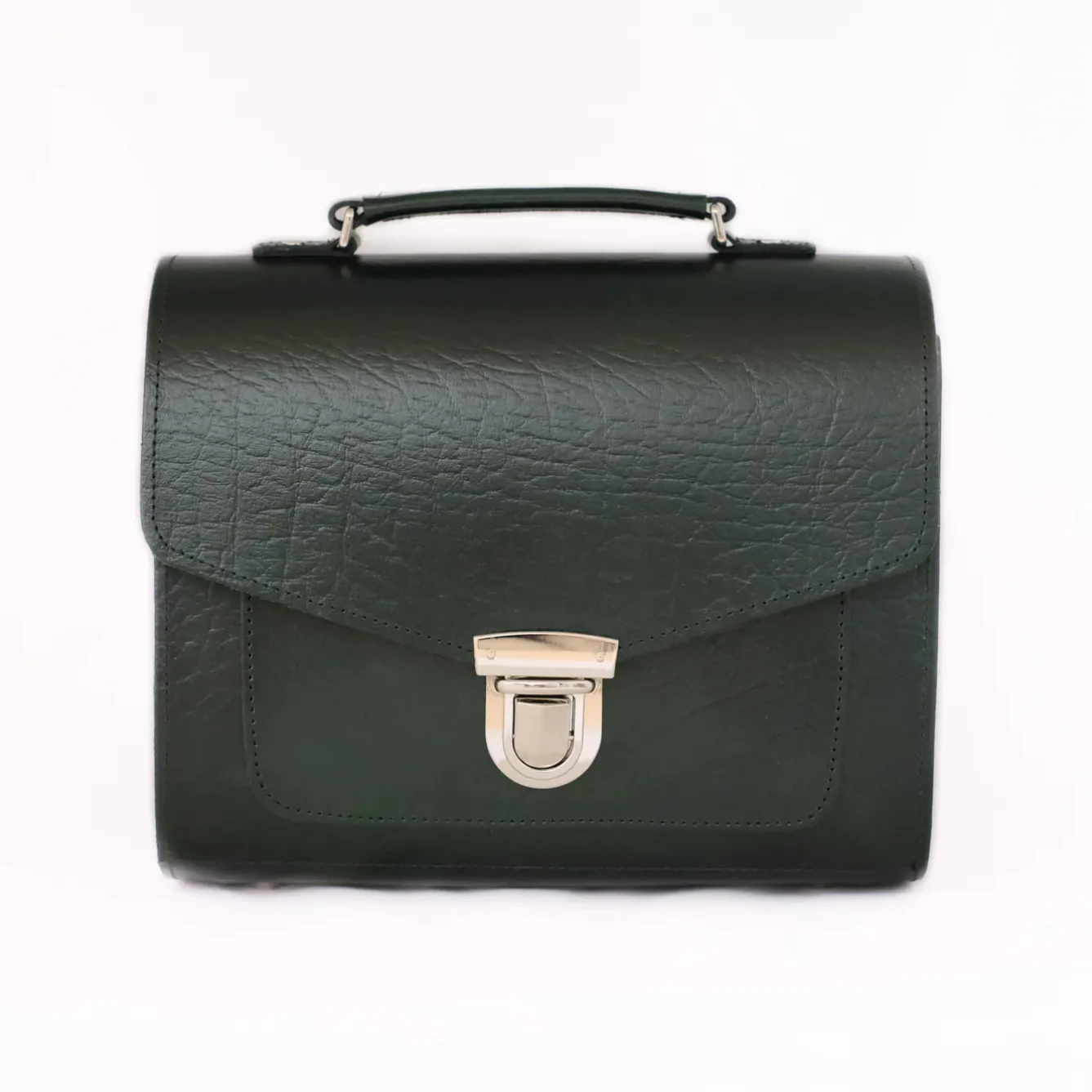 Zatchels Handmade Leather Sugarcube Grande Executive British Racing Green Handbag- Bags