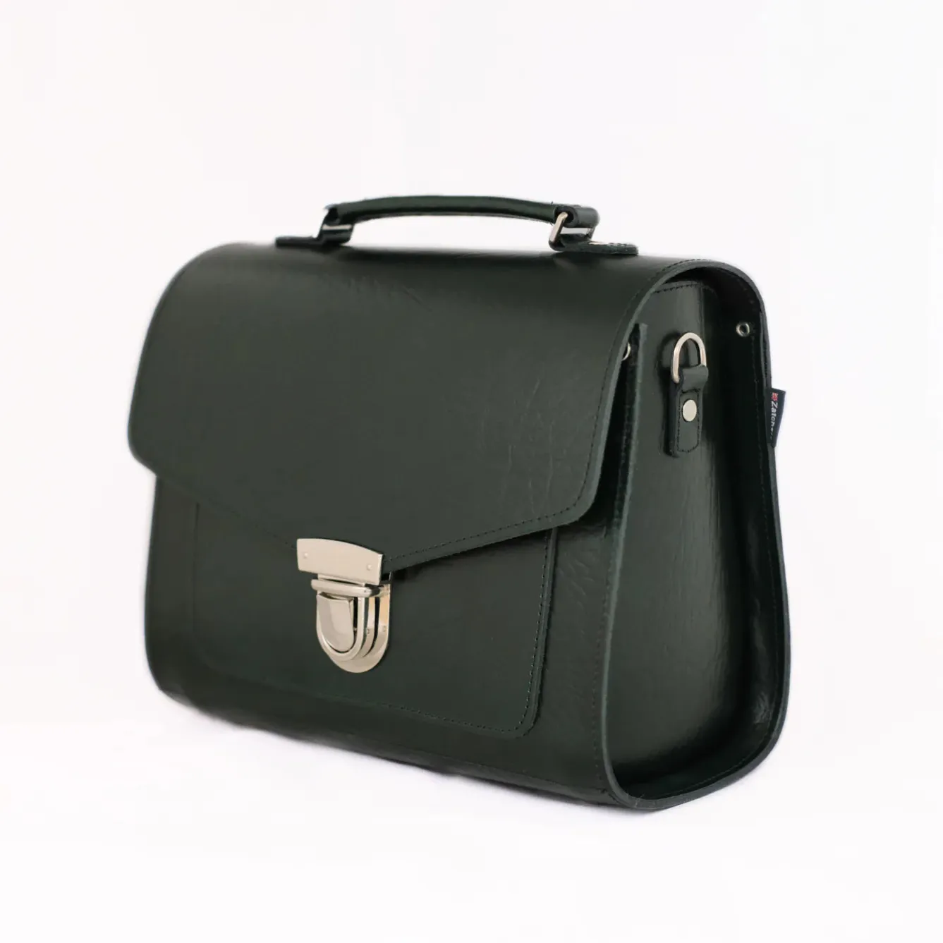 Zatchels Handmade Leather Sugarcube Grande Executive British Racing Green Handbag- Bags