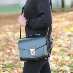 Zatchels Handmade Leather Sugarcube Grande Executive British Racing Green Handbag- Bags