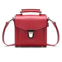 Zatchels Handmade Leather Sugarcube Red Small Handbag- Bags