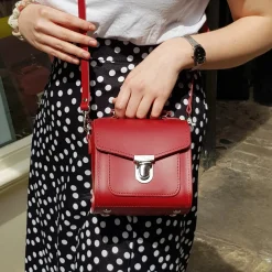 Zatchels Handmade Leather Sugarcube Plus Handbag - Red- Bags