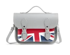 Zatchels Handmade Leather Union Jack Midi Satchel - Gray- Bags