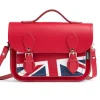 Zatchels Handmade Leather Union Jack Midi Satchel - Red- Bags