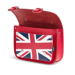 Zatchels Handmade Leather Union Jack Midi Satchel - Red- Bags