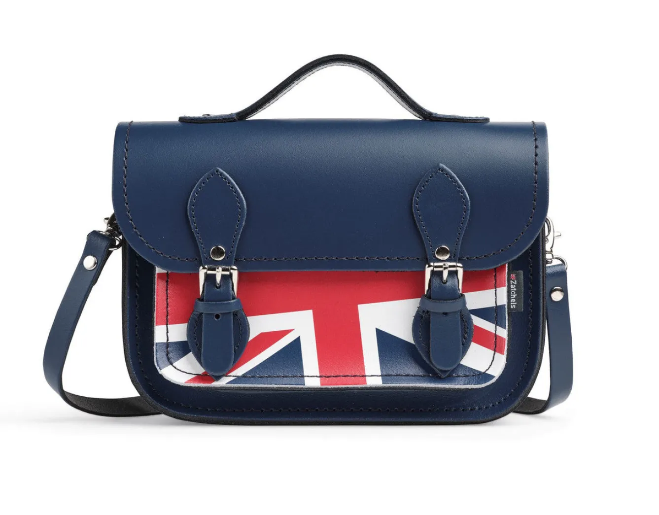 Zatchels Handmade Leather Union Jack Midi Satchel - Navy- Bags