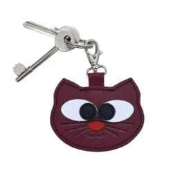 Zatchels Oxblood Colorful Cat Leather Bag Charm- Key Chains|Bags