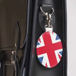 Zatchels Union Jack Oval Leather Bag Charm- Key Chains|Bags