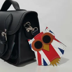 Zatchels Union Jack Owl Leather Bag Charm- Royal|Key Chains