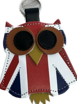 Zatchels Union Jack Owl Leather Keyring- Royal|Key Chains